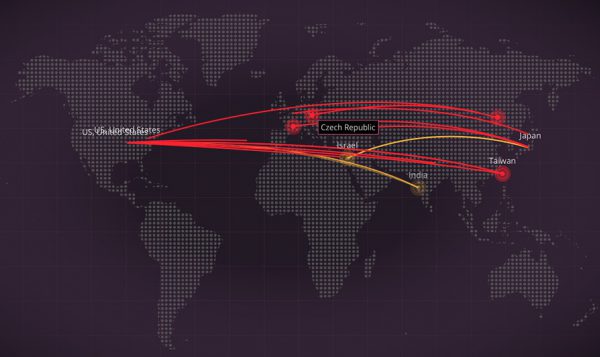 Kybernetické útoky, mapa světa, kybernetická bezpečnost